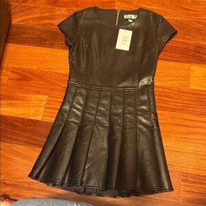 Katie J NYC Elegant Black Leather Dress
